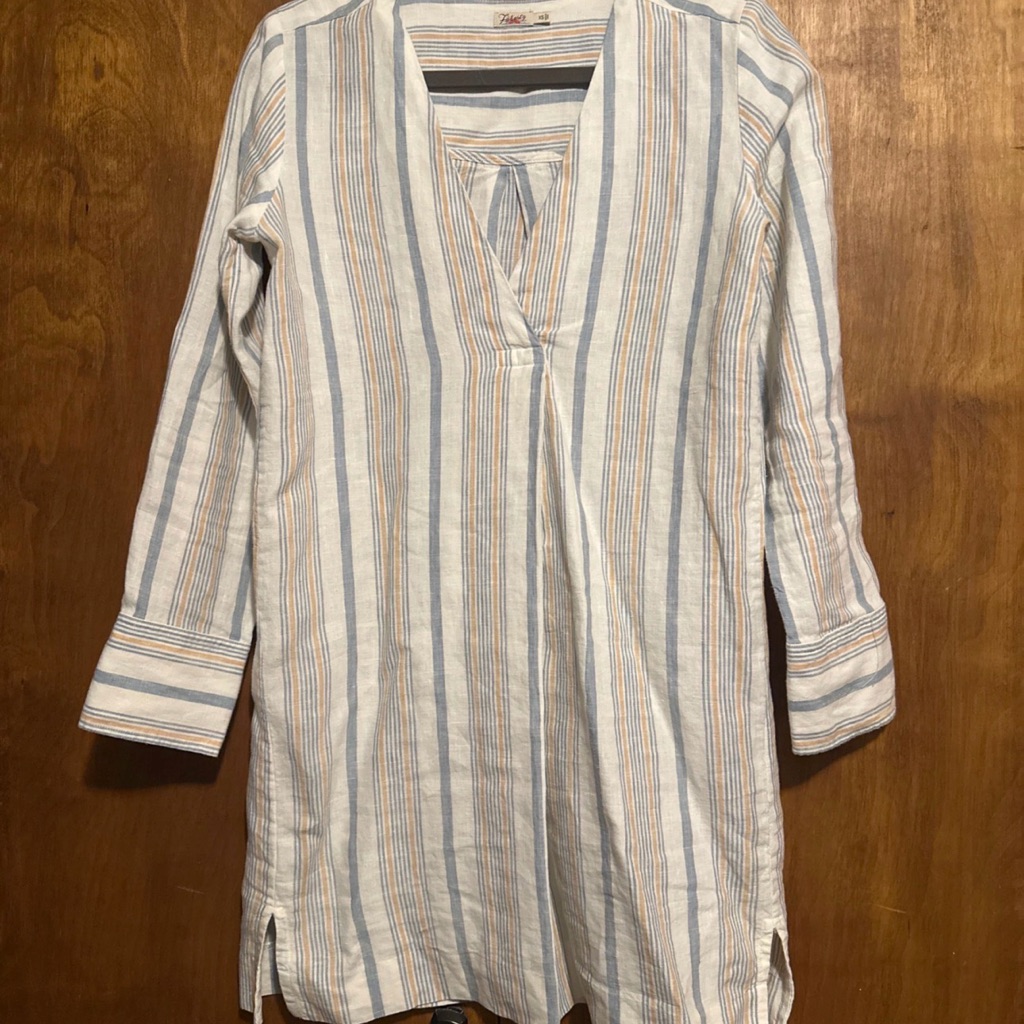 Faherty Blue And Tan Striped Dress